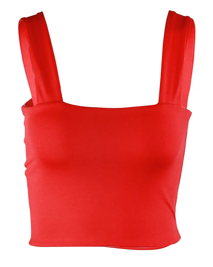 Solid Color Cropped Tank Top