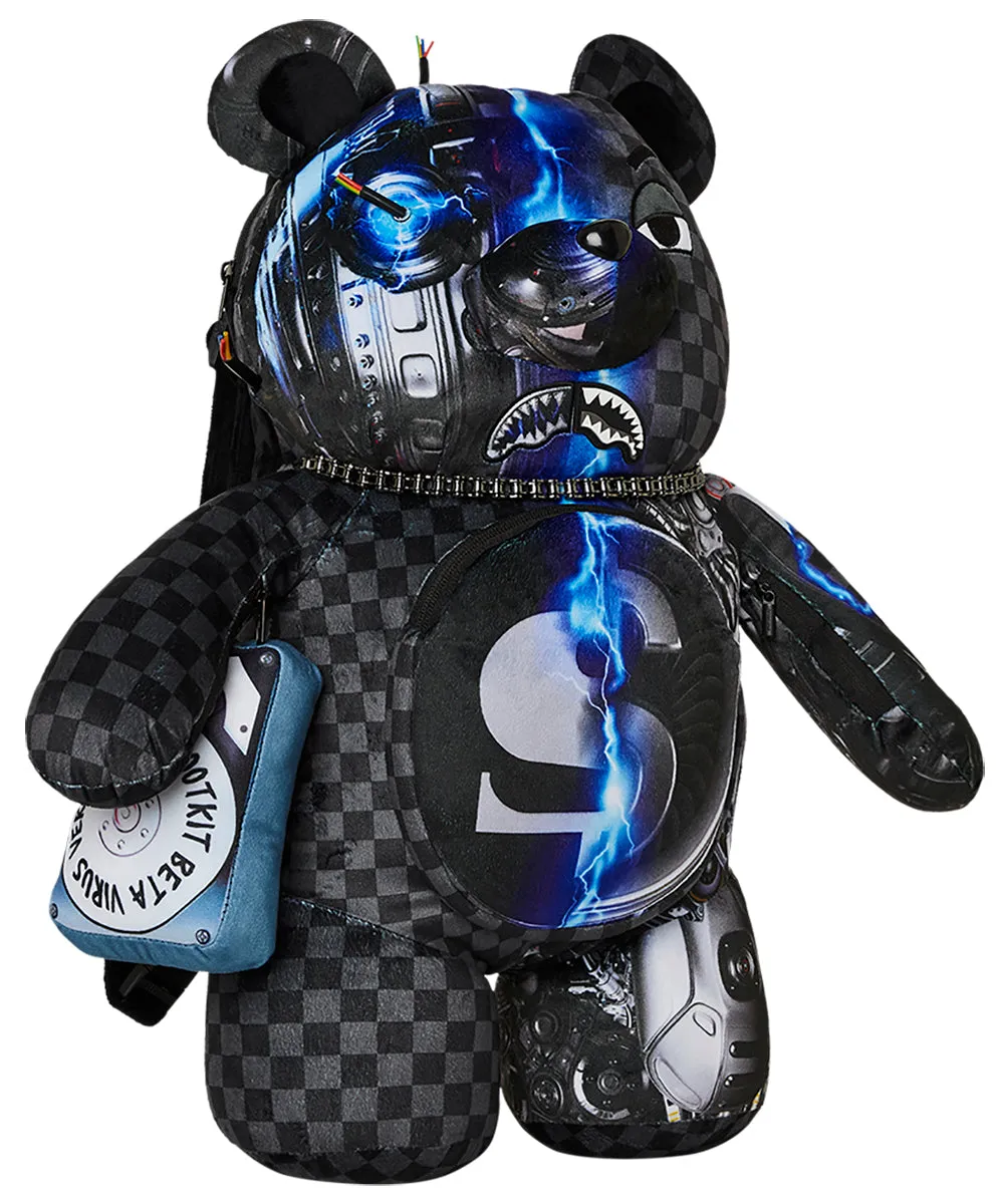 Sprayground Cyborg Bear Backpack In Black Blue