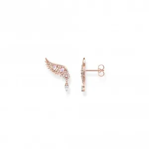 Sterling Silver Gold Plated Pink Stones Phoenix Wing Earrings H2247-323-9