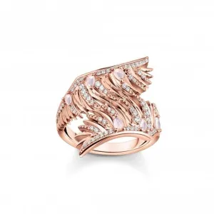 Sterling Silver Rose Gold Plated Pink Stones Phoenix Wing Ring TR2409-323-9