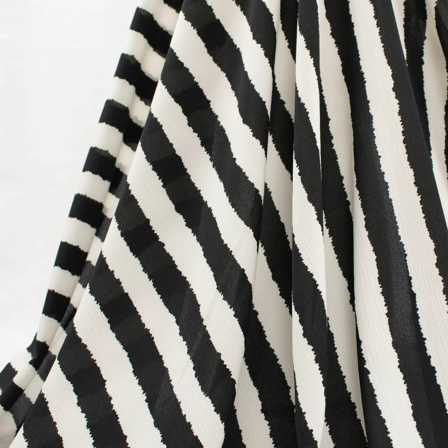 Stripe Printed Crepe Georgette White & Black