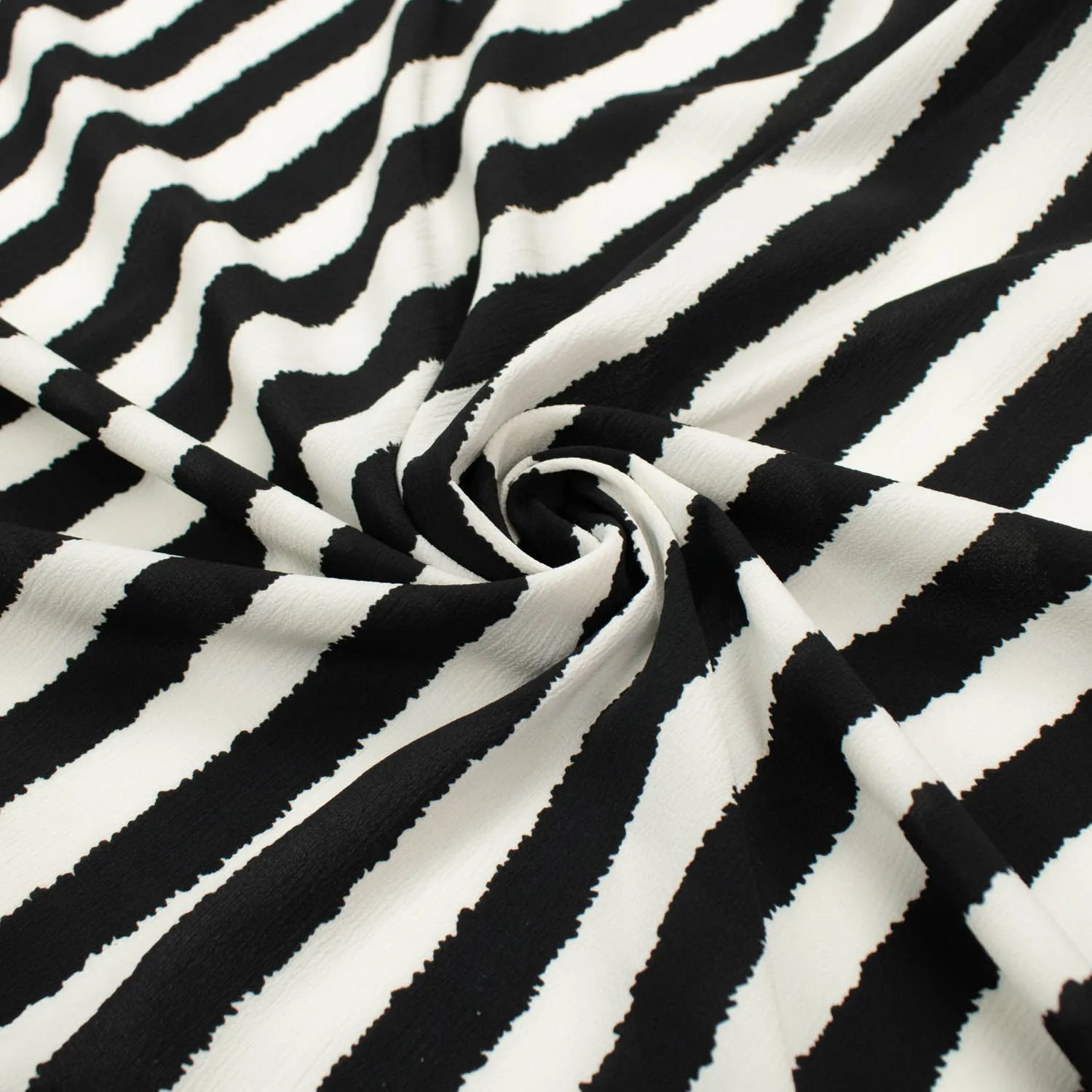 Stripe Printed Crepe Georgette White & Black