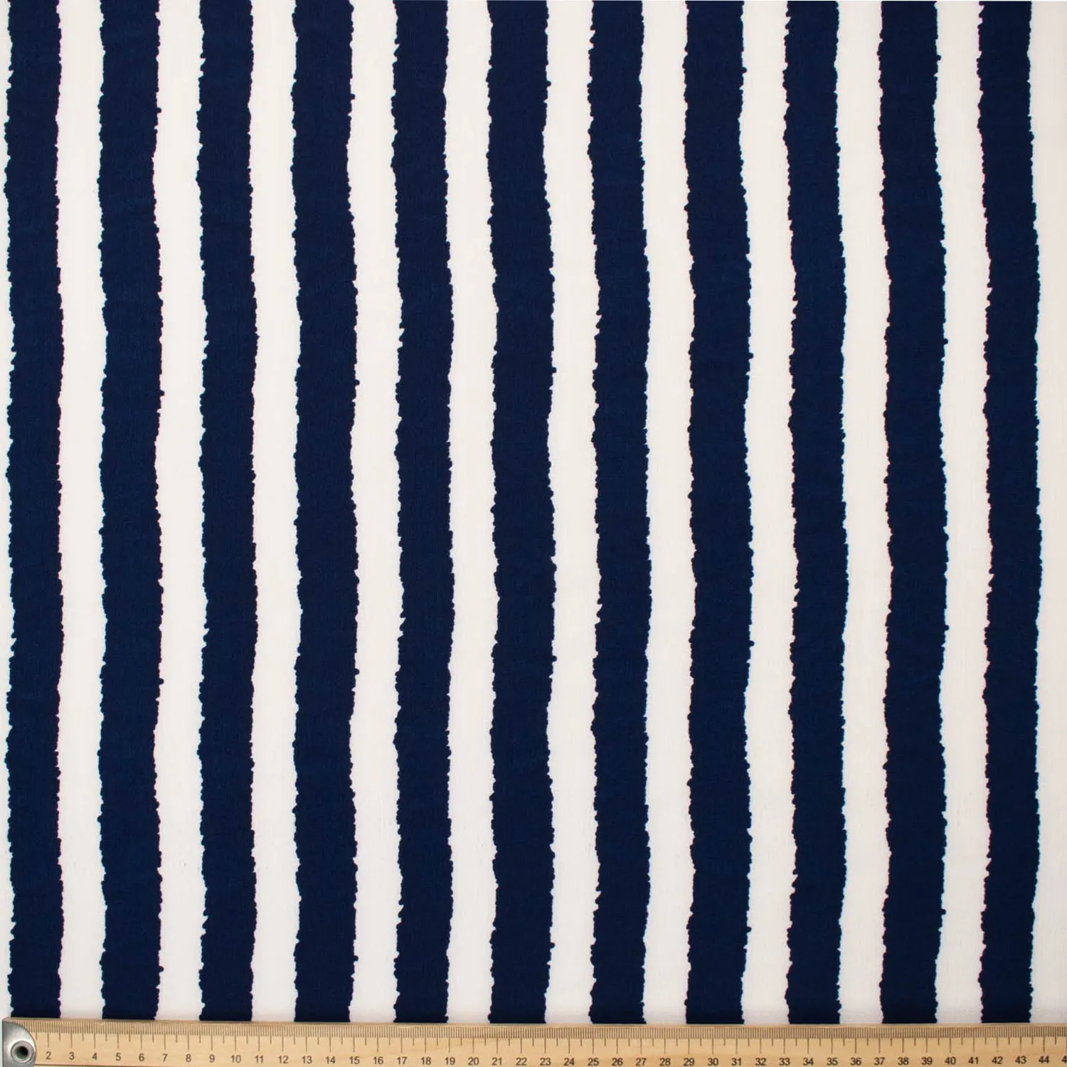 Stripe Printed Crepe Georgette White & Navy