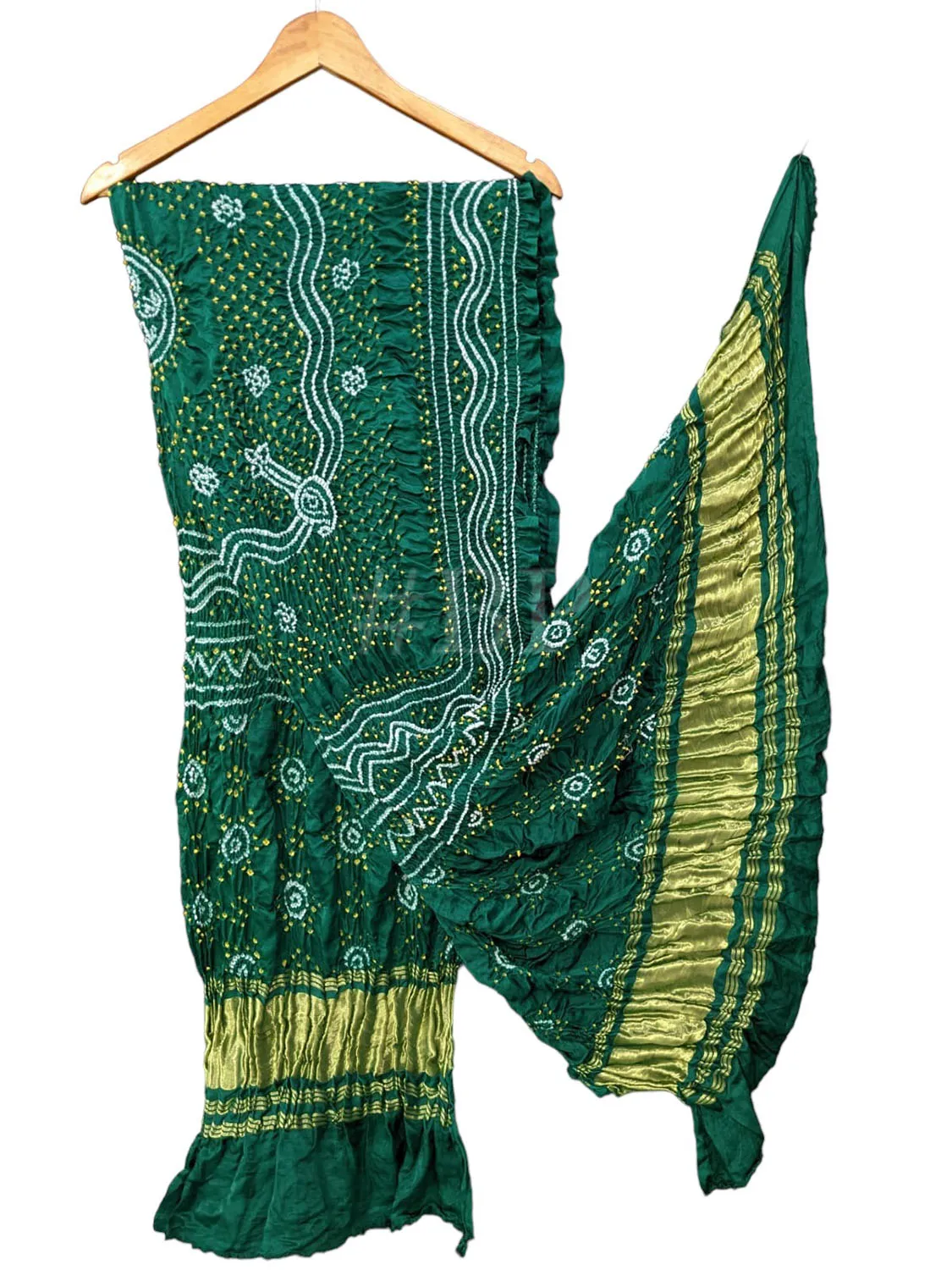 Stunning Green Bandhani Gajji Silk Dupatta for Elegant Style