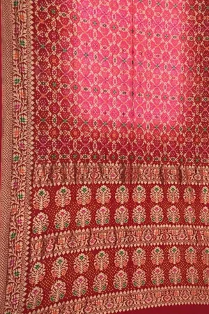 Stunning Pink & Red Banarasi Bandhani Georgette Saree: A Timeless Classic