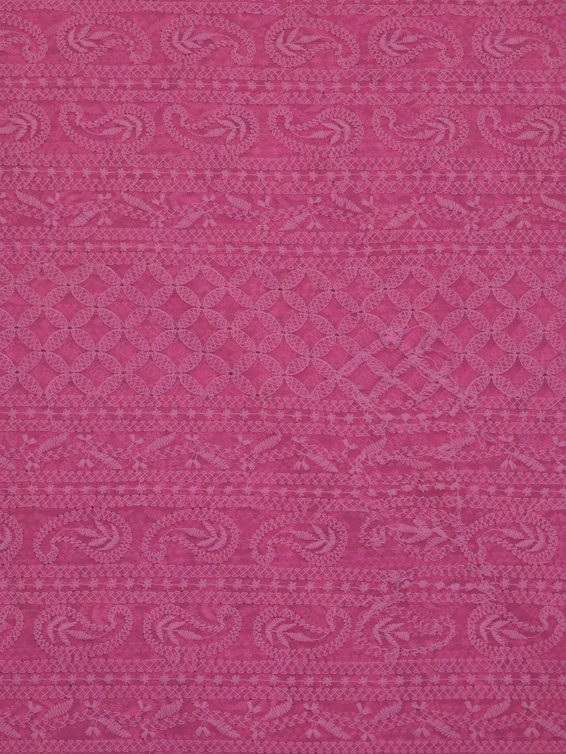 Stunning Pink Chikankari Georgette Fabric - 1 Mtr Embroidered