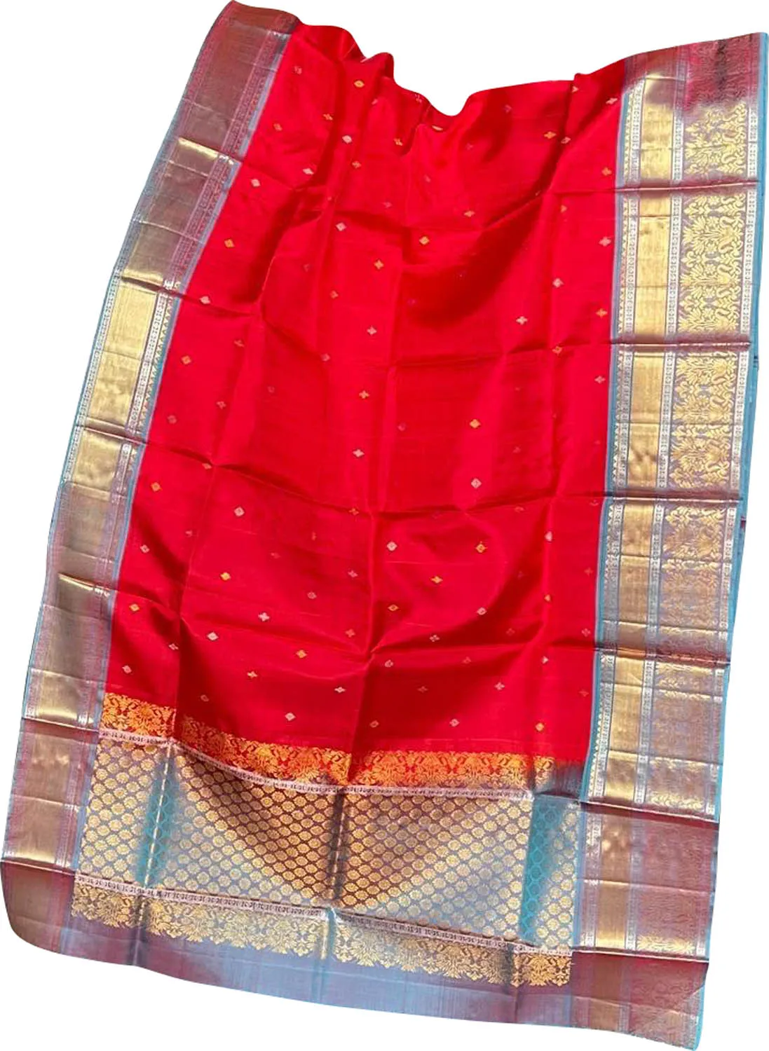 Stunning Red Kanjeevaram Silk Dupatta - Handloom Pure