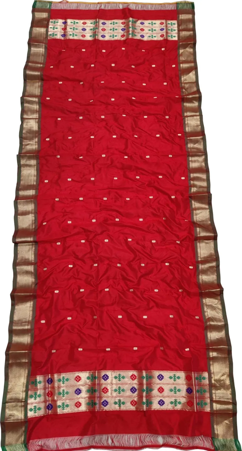 Stunning Red Paithani Pure Silk Dupatta - Perfect for Any Occasion!