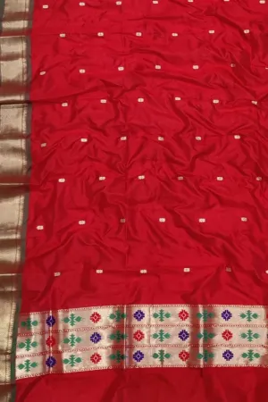 Stunning Red Paithani Pure Silk Dupatta - Perfect for Any Occasion!