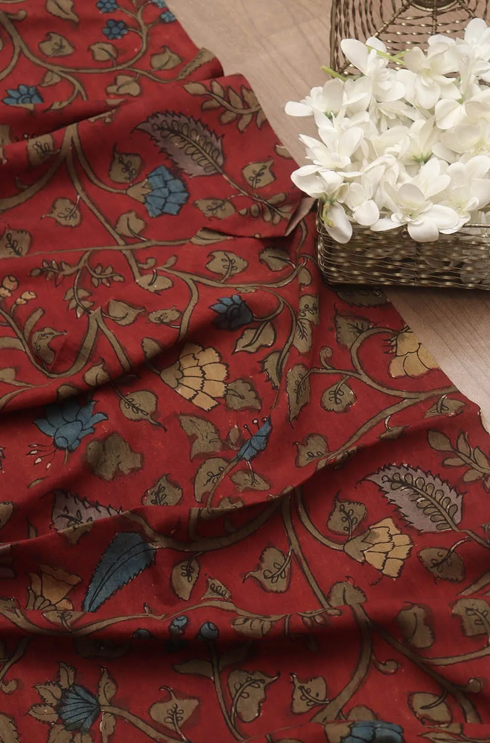 Stunning Red Pen Kalamkari Pure Silk Dupatta for Elegant Style