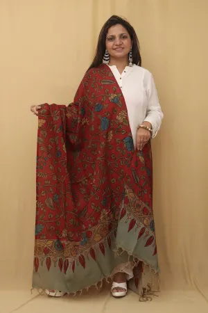 Stunning Red Pen Kalamkari Pure Silk Dupatta for Elegant Style