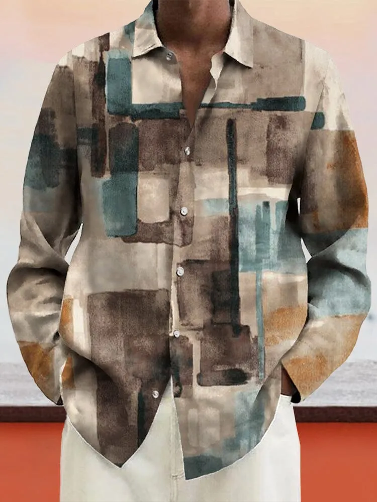 Stylish Art Printed Cotton Linen Shirt