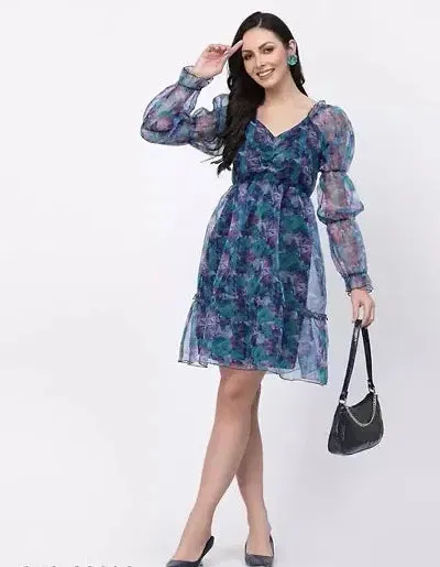 Stylish Printed Polyester Dress For Women