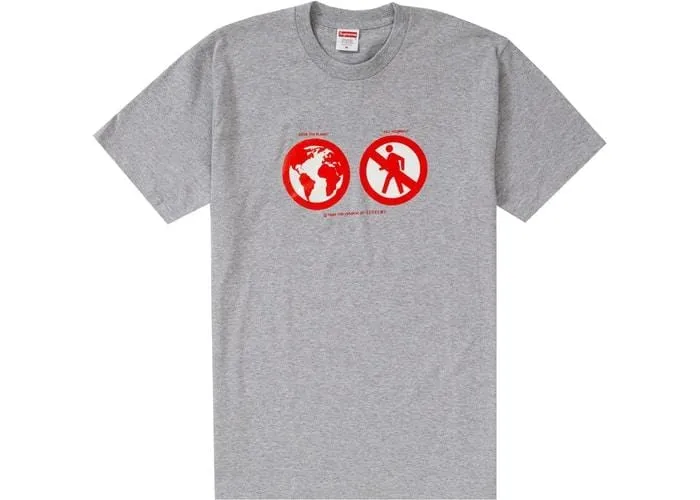 SUPREME SAVE THE PLANET TEE GREY