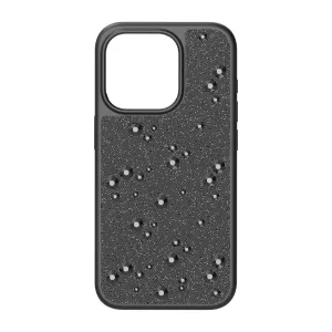 Swarovski Part of the High Collection Unisex Black Crystal Fabric with Black Flatback Crystals High Smartphone Apple iPhone 15 Pro Case - 5682965