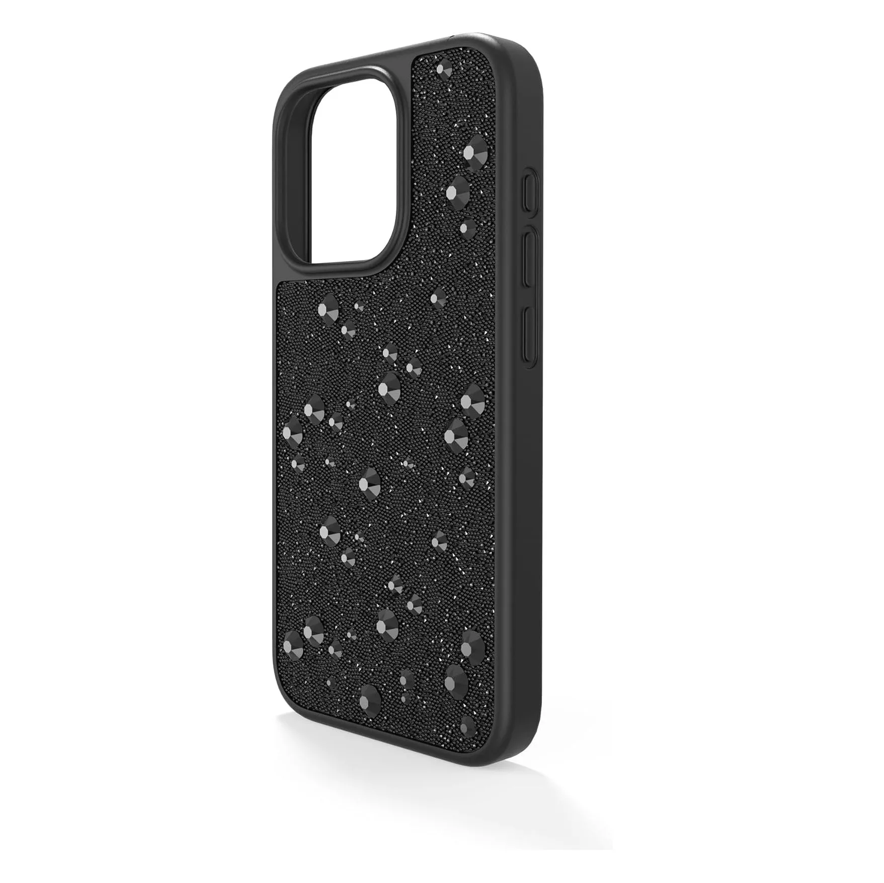 Swarovski Part of the High Collection Unisex Black Crystal Fabric with Black Flatback Crystals High Smartphone Apple iPhone 15 Pro Case - 5682965