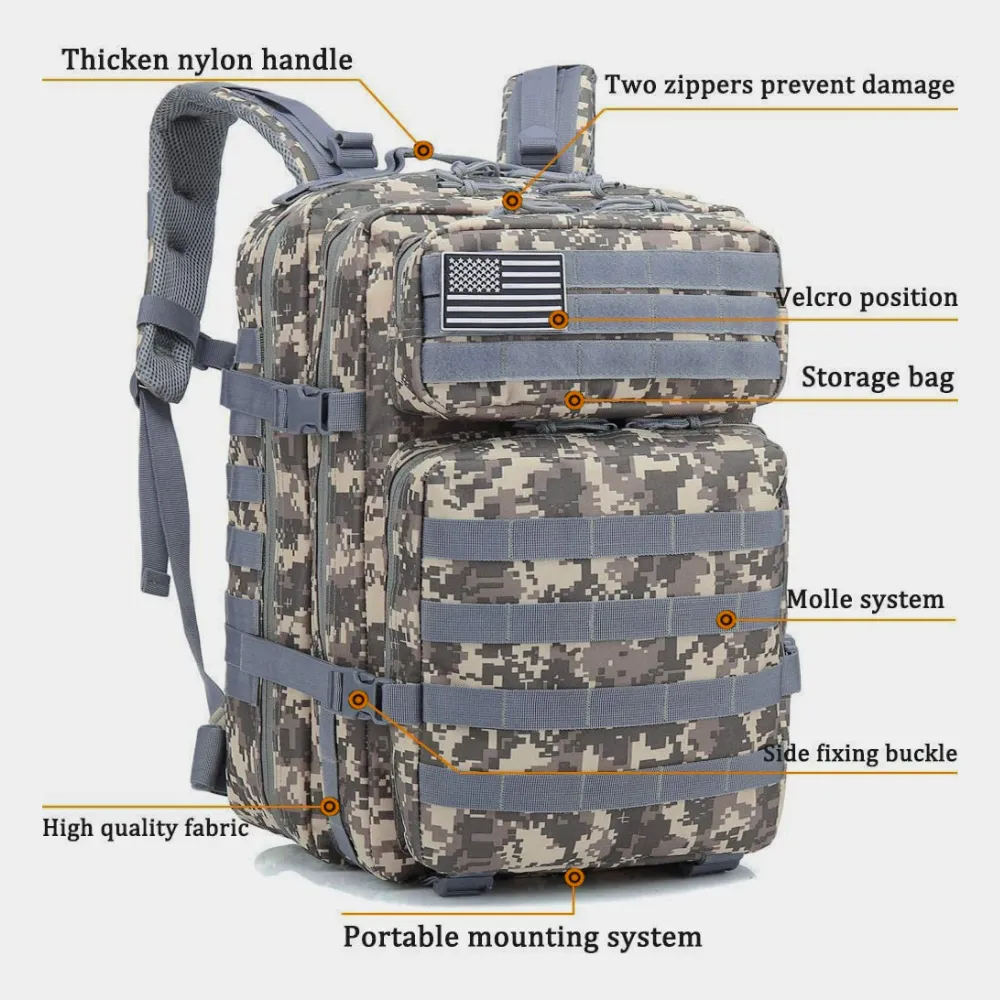 Tactical Military 45L Molle Rucksack Backpack