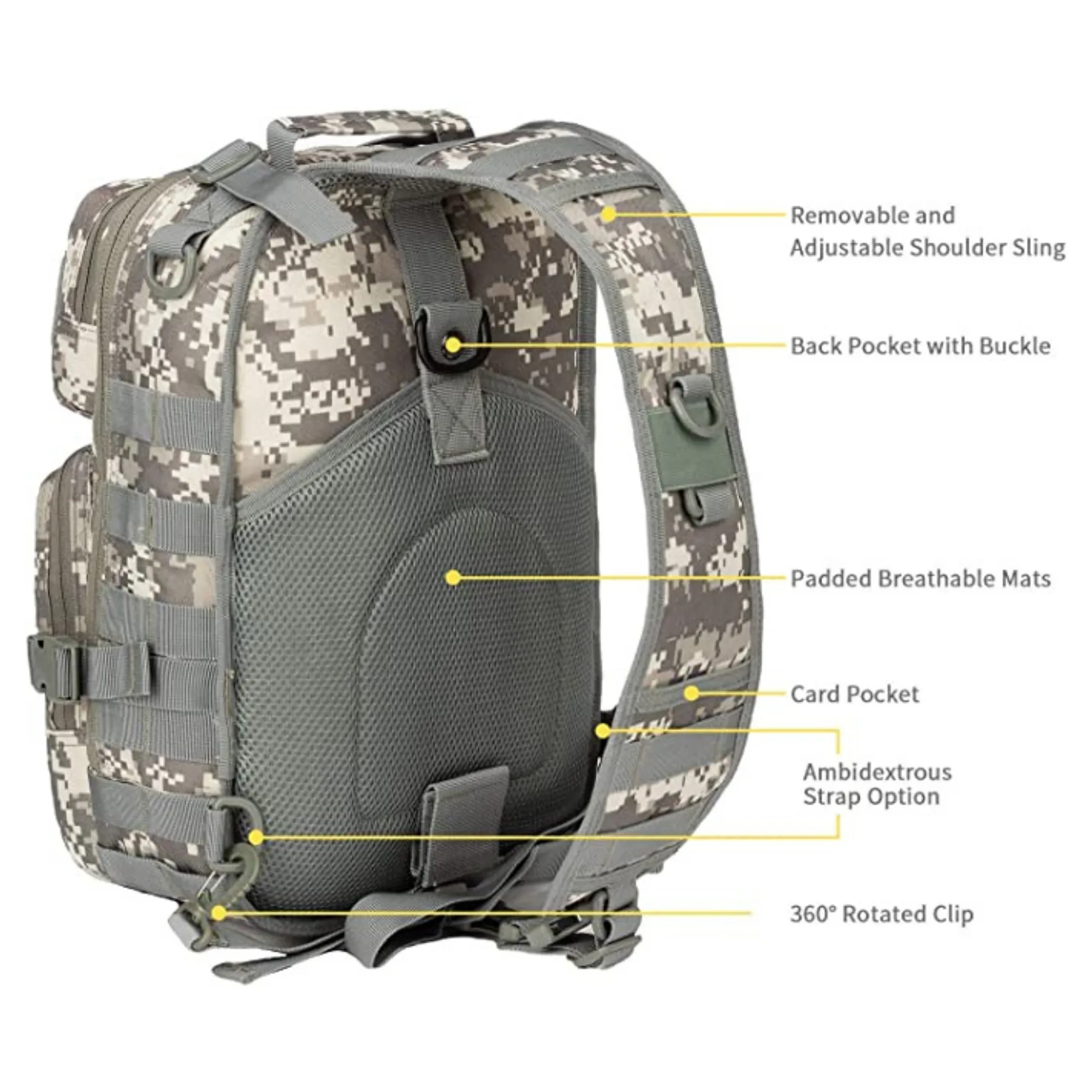 Tactical Military Sling Backpack 15L Shoulder Bag Molle Outdoor