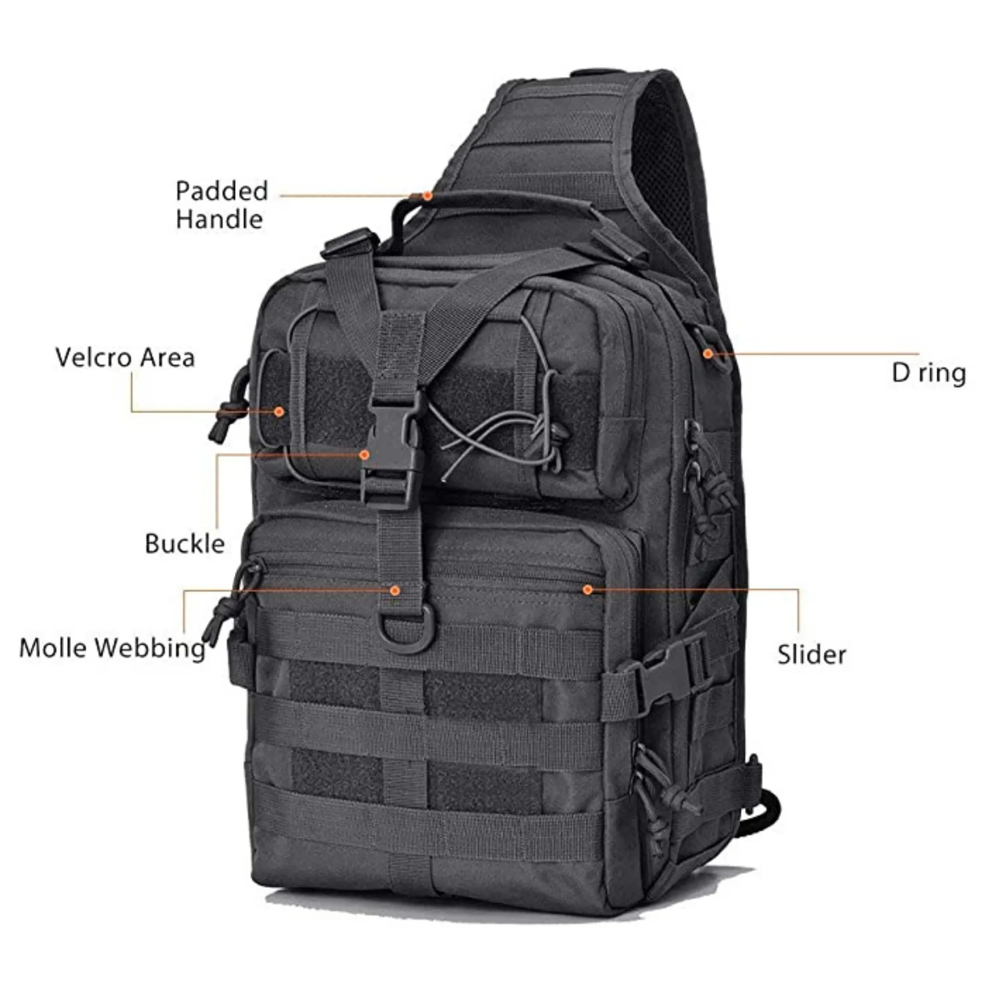 Tactical Military Sling Backpack 15L Shoulder Bag Molle Outdoor