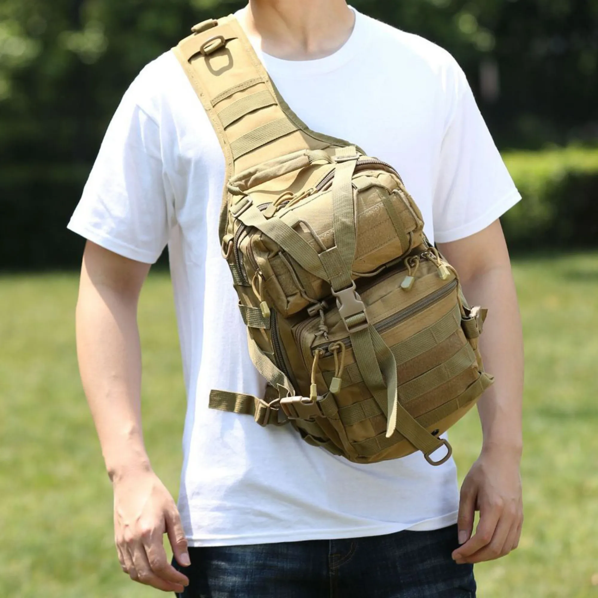 Tactical Military Sling Backpack 15L Shoulder Bag Molle Outdoor