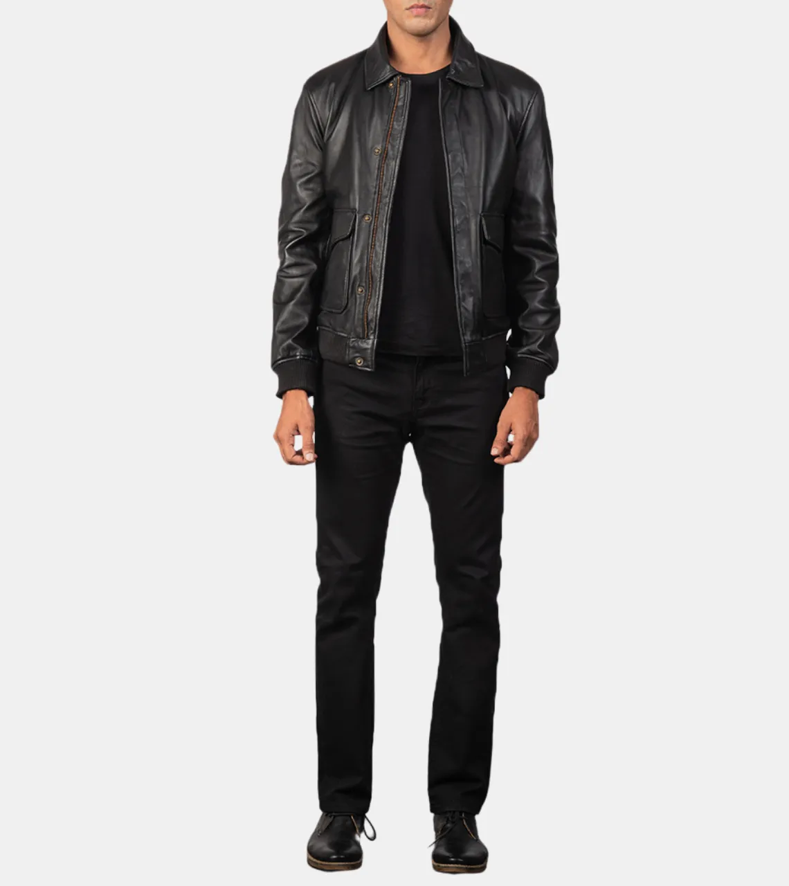 Tempest Men's Black Bomber Leather Jacket