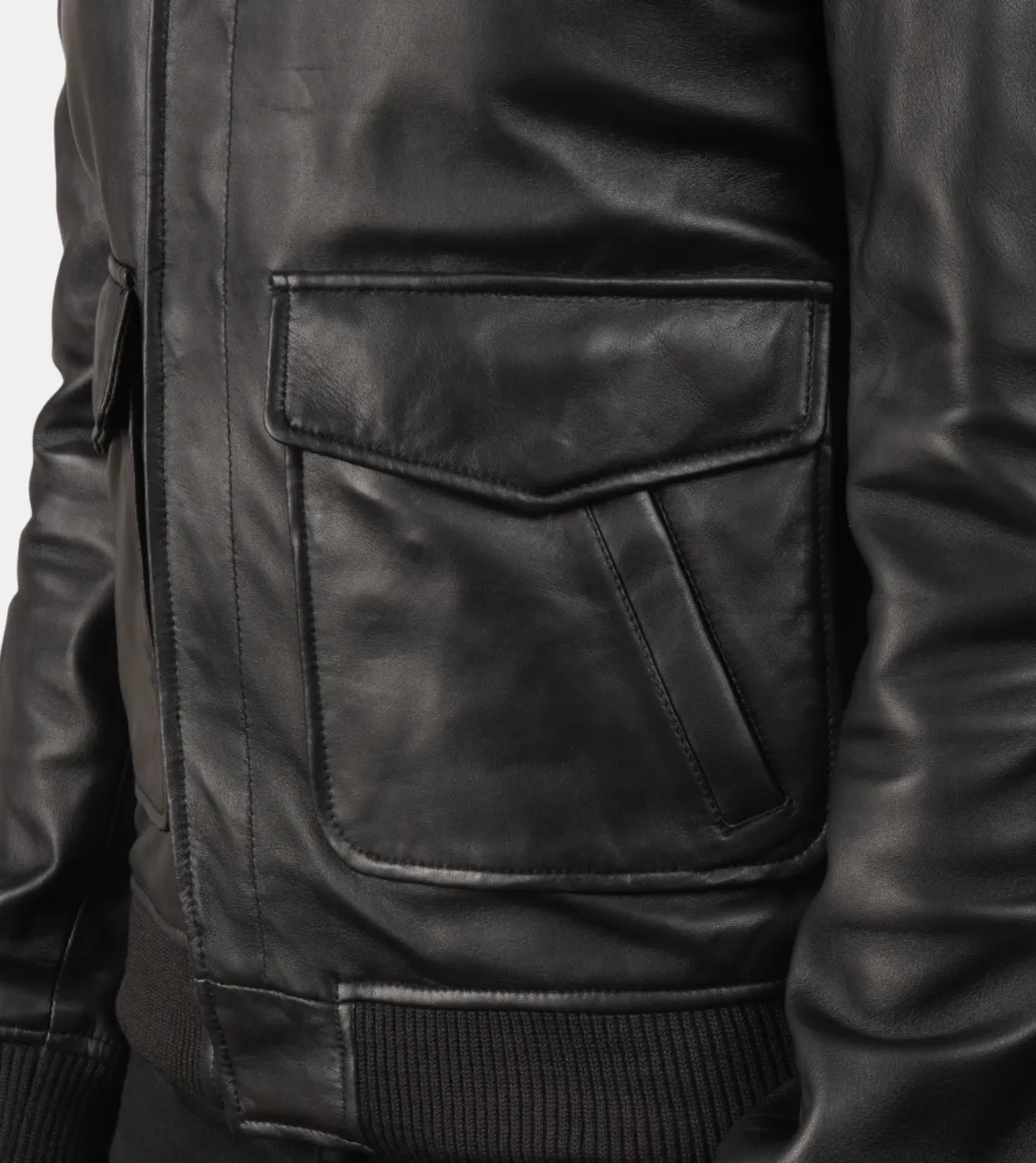 Tempest Men's Black Bomber Leather Jacket