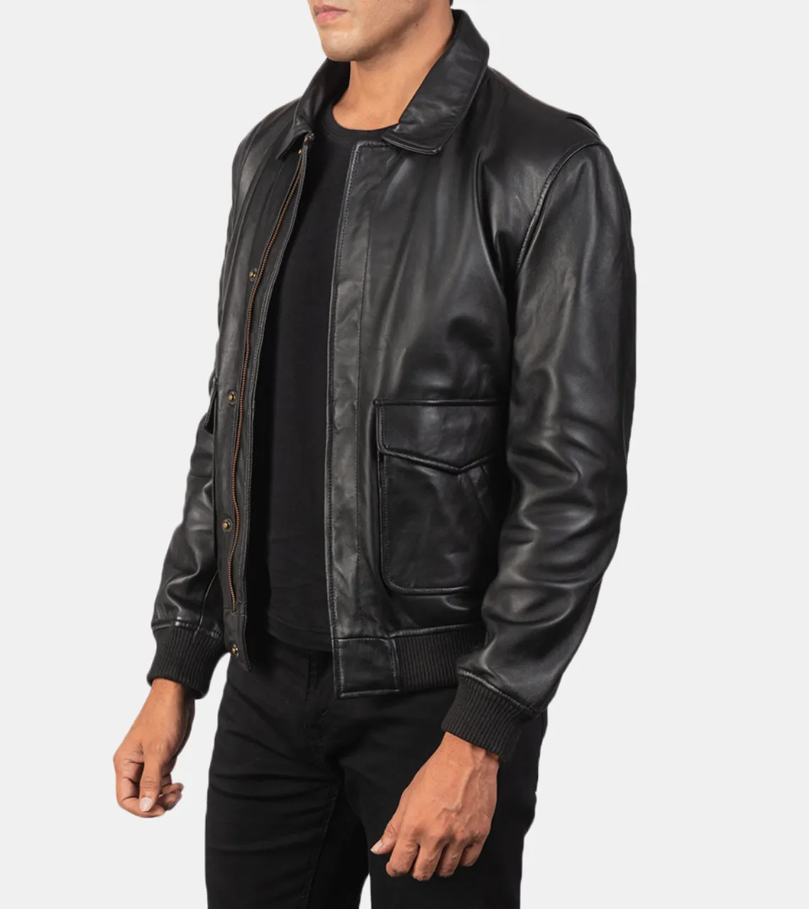 Tempest Men's Black Bomber Leather Jacket