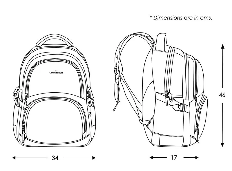 THE CLOWNFISH 26L Laptop Backpack - Water Resistant, USB Port | Adjustable Straps | Charcoal Black