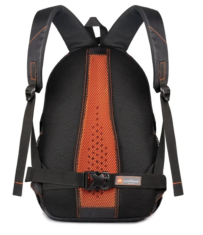 THE CLOWNFISH 26L Laptop Backpack - Water Resistant, USB Port | Adjustable Straps | Charcoal Black