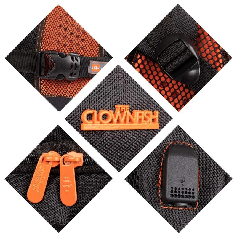 THE CLOWNFISH 26L Laptop Backpack - Water Resistant, USB Port | Adjustable Straps | Charcoal Black