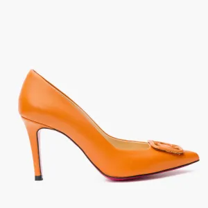 The Maneadero Orange Leather Pump Fuchsia Sole Women Shoe