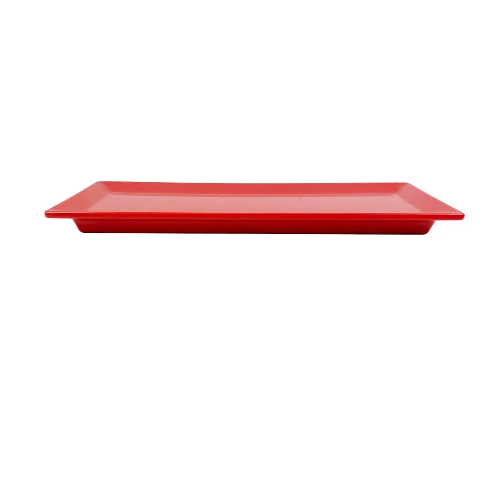 Thunder Group 29115PR Classic Pure Red 15" x 5-1/4" Melamine Rectangular Appetizer Tray, Pack of 12