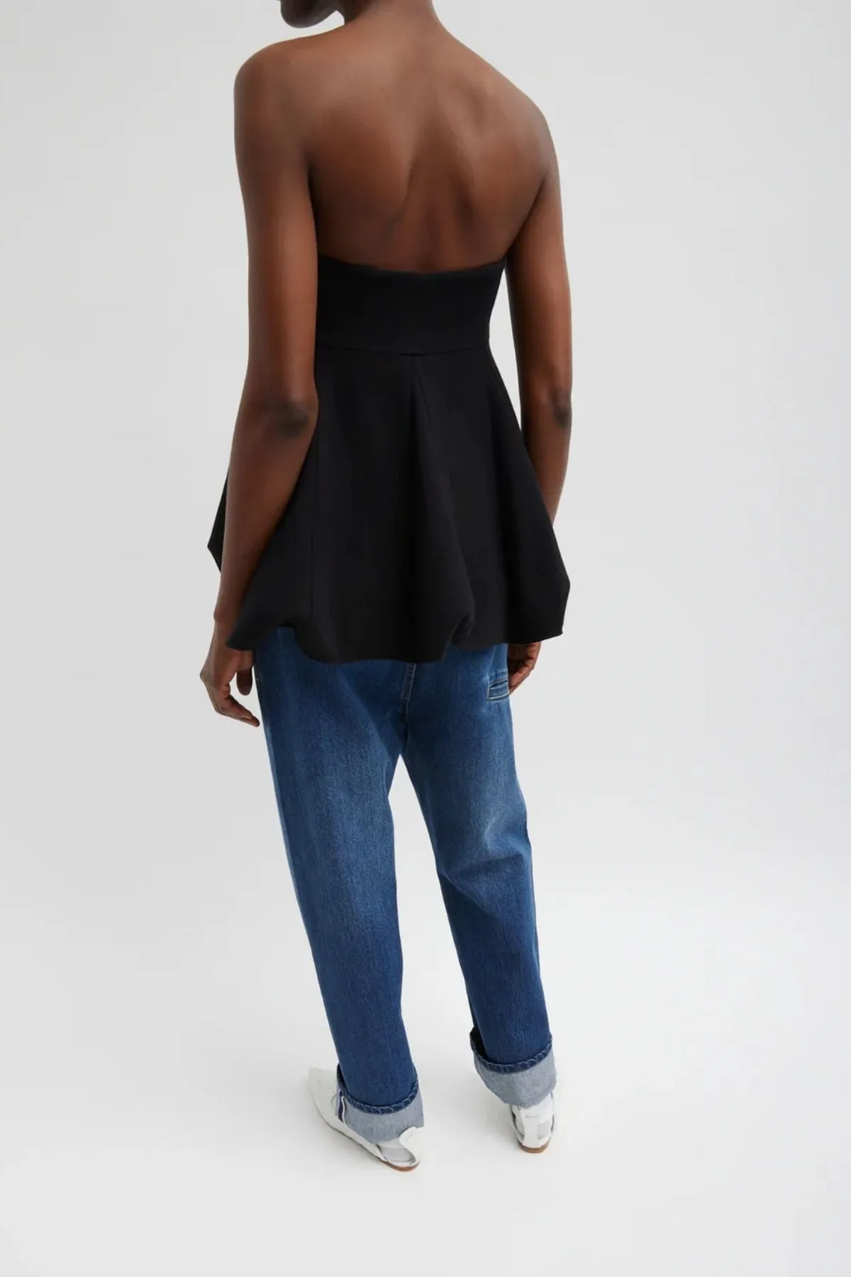 Tibi Melee Crepe Strapless Top - Black