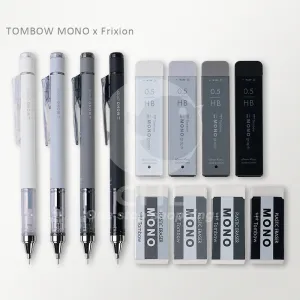 Tombow MONO Limited Edition Gray and Black White Simple Series 0.5mm Mechanical Pencil Eraser HB refill Office Learning Textured Stationery