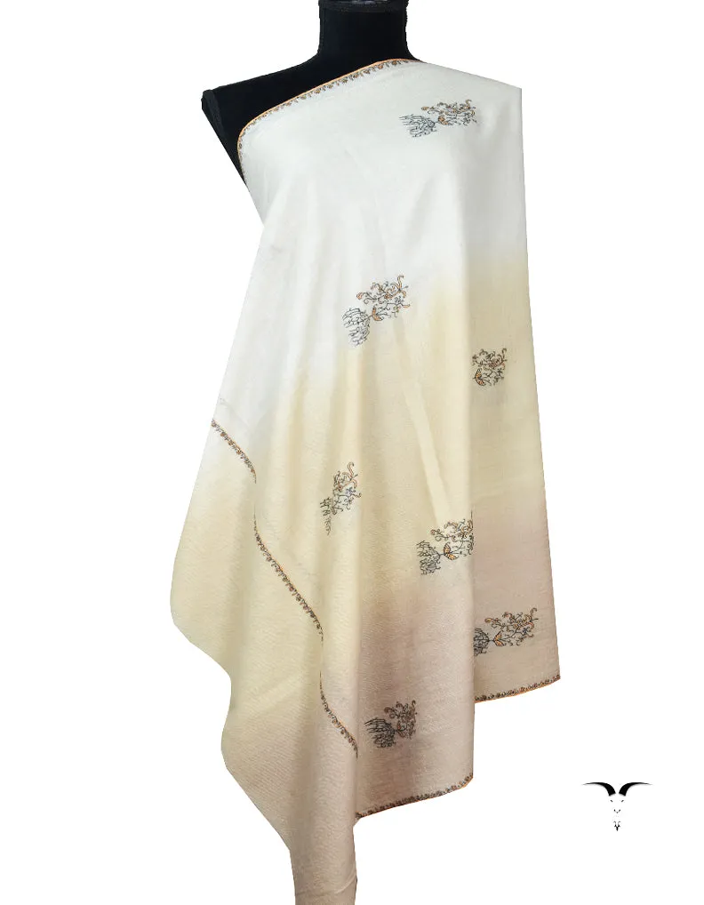 tri-colour booti embroidery pashmina shawl 8554