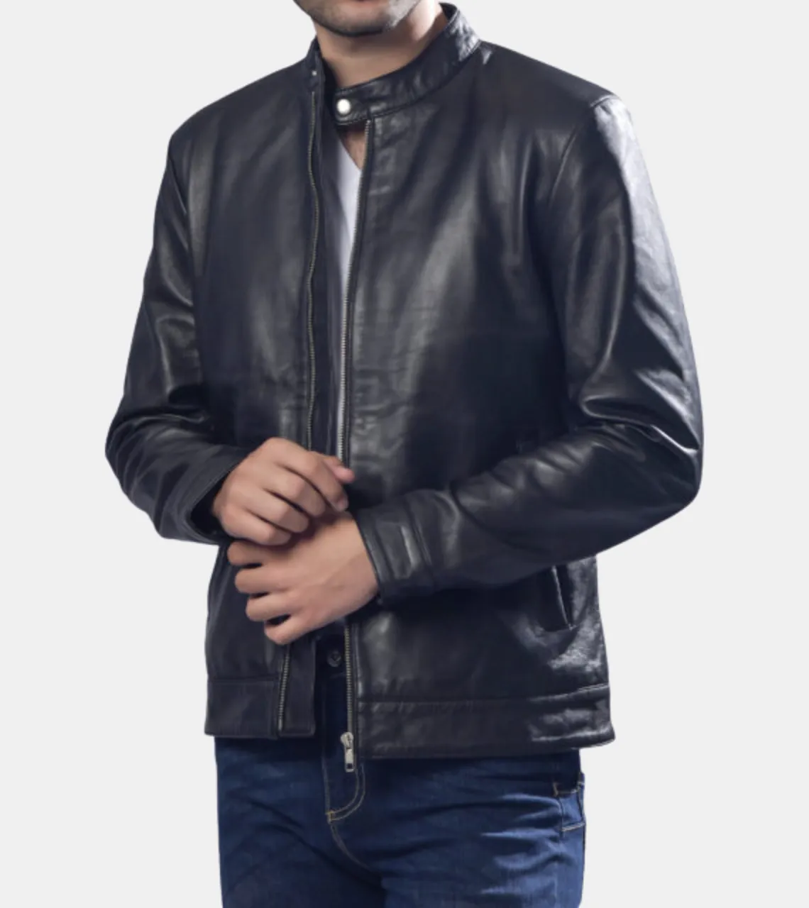 Vane Men's Coal Black Leather Jacket