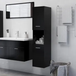 vidaXL Bathroom Cabinet Black 30x30x130 cm Engineered Wood