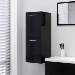 vidaXL Bathroom Cabinet Black 30x30x80 cm Engineered Wood