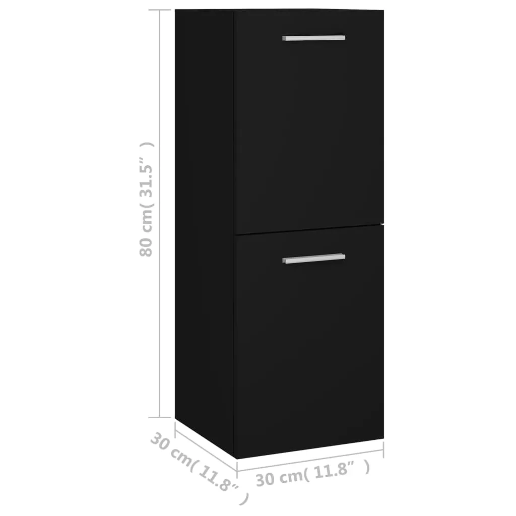 vidaXL Bathroom Cabinet Black 30x30x80 cm Engineered Wood