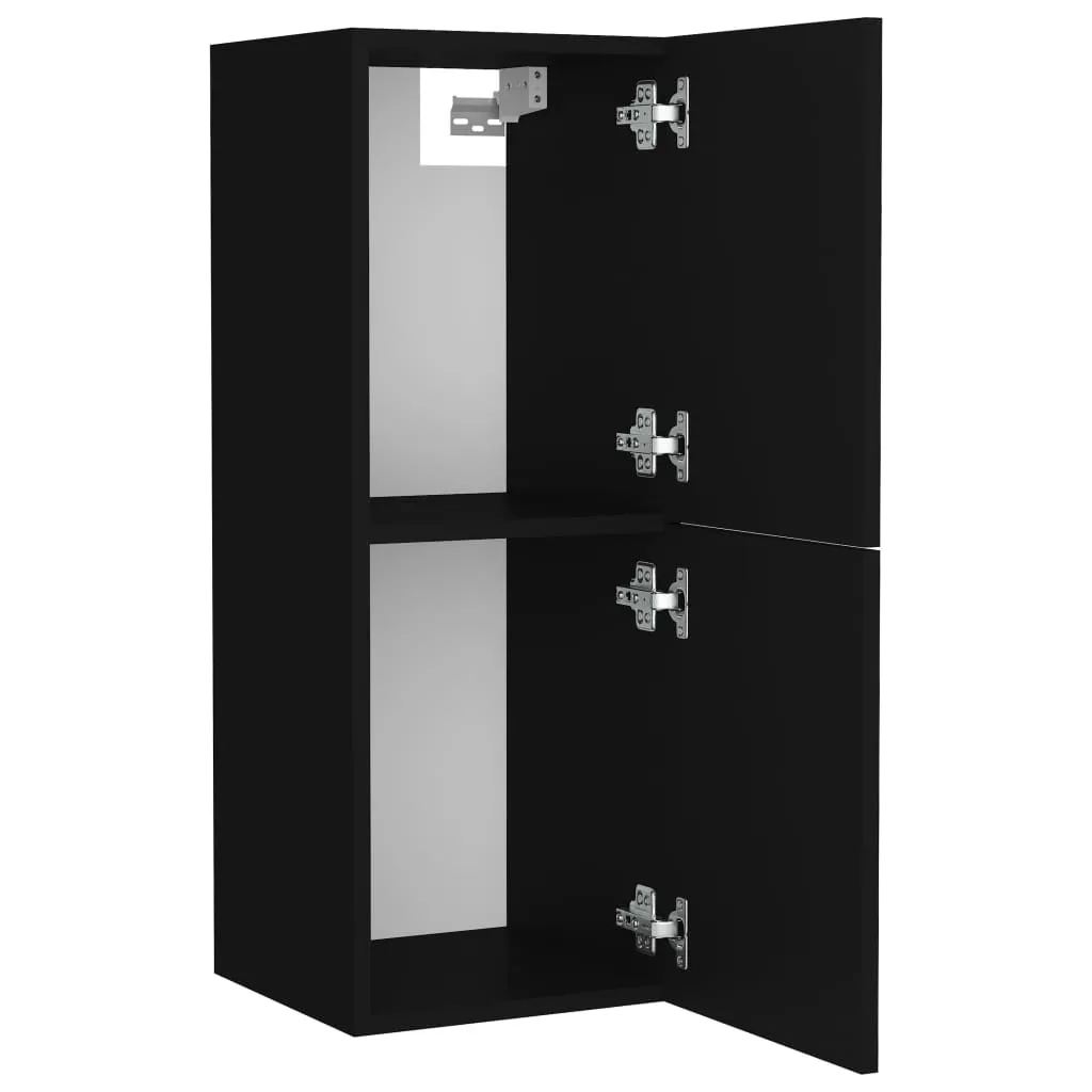 vidaXL Bathroom Cabinet Black 30x30x80 cm Engineered Wood