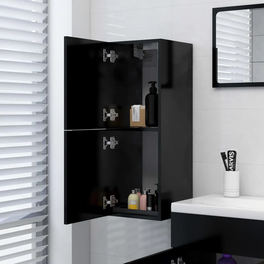 vidaXL Bathroom Cabinet Black 30x30x80 cm Engineered Wood