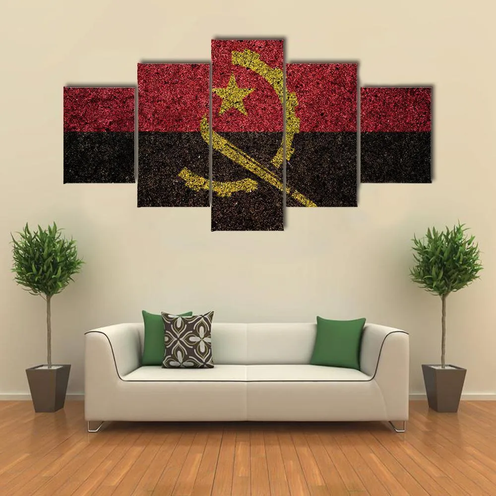 Vintage Angola Flag Canvas Wall Art