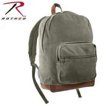 Vintage Canvas Teardrop Backpack With Leather Accents