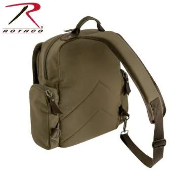 Vintage Style Canvas Sling Backpack - Olive Drab