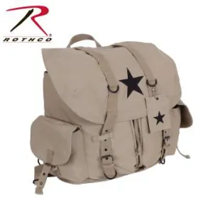 Vintage Weekender Canvas Backpack with Star