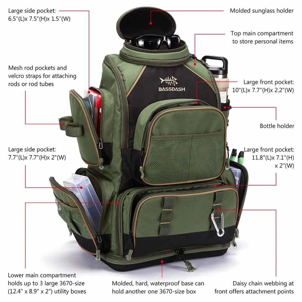 Water Resistant Fishing Tackle Backpack [3670] Tactical Bag