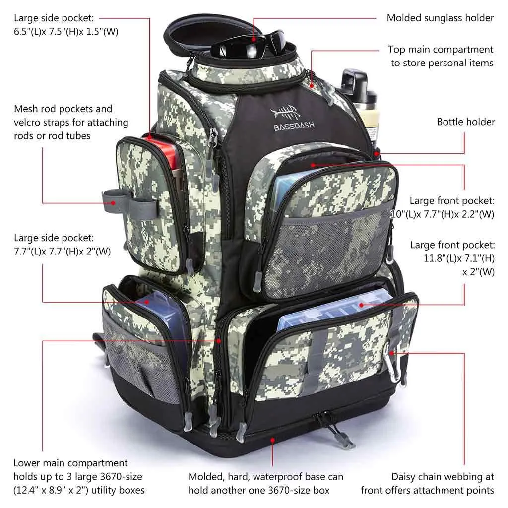 Water Resistant Fishing Tackle Backpack [3670] Tactical Bag