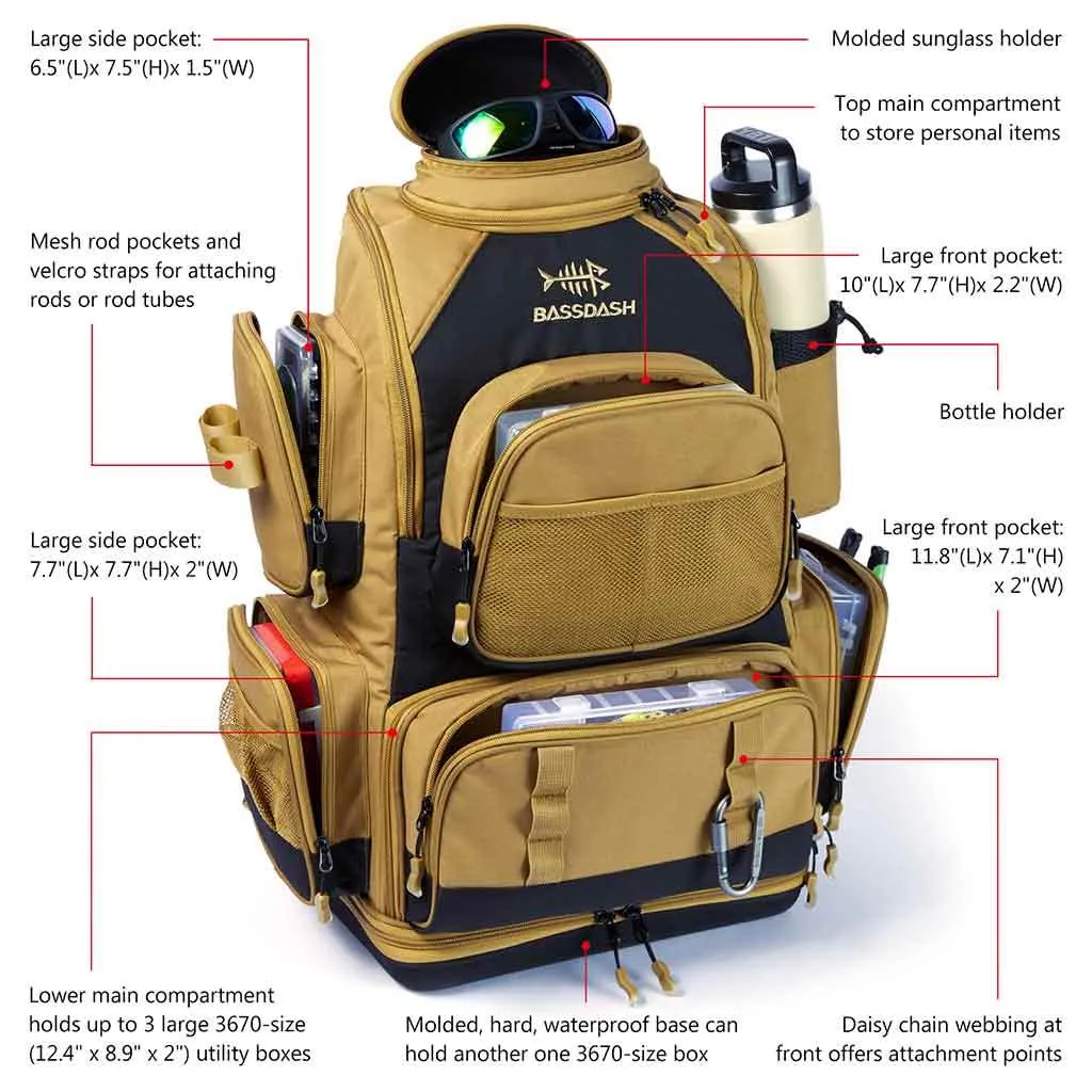 Water Resistant Fishing Tackle Backpack [3670] Tactical Bag