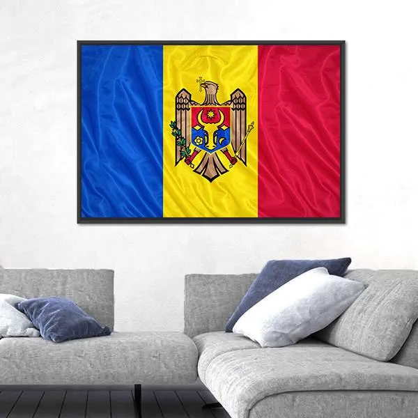 Waving Moldova Flag Canvas Wall Art