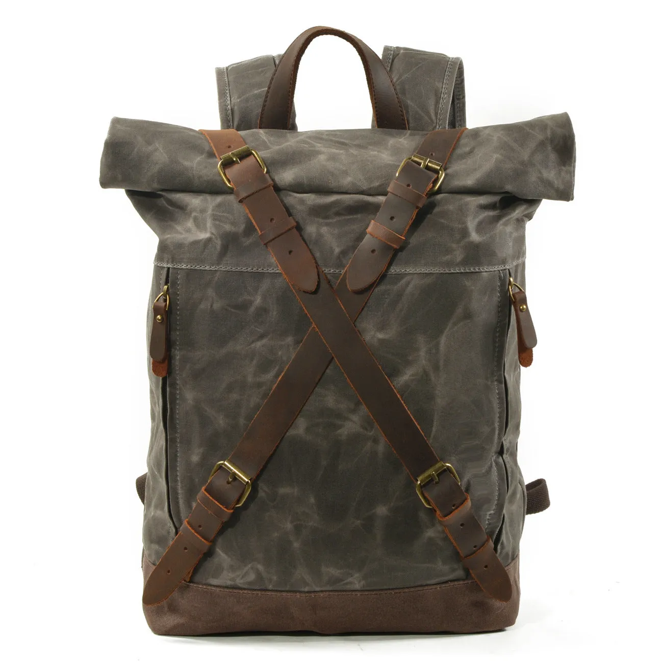 Waxed Canvas Backpack Rucksack Travel Backpack Hipster Rolltop Backpack Laptop College Backpack